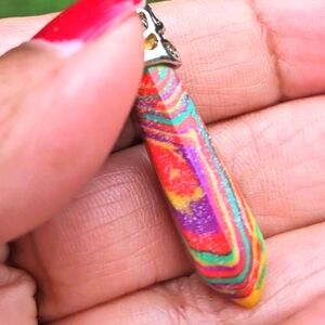 Artisan Crystal point pendant, pencil Gemstone Hexagon Pendant
